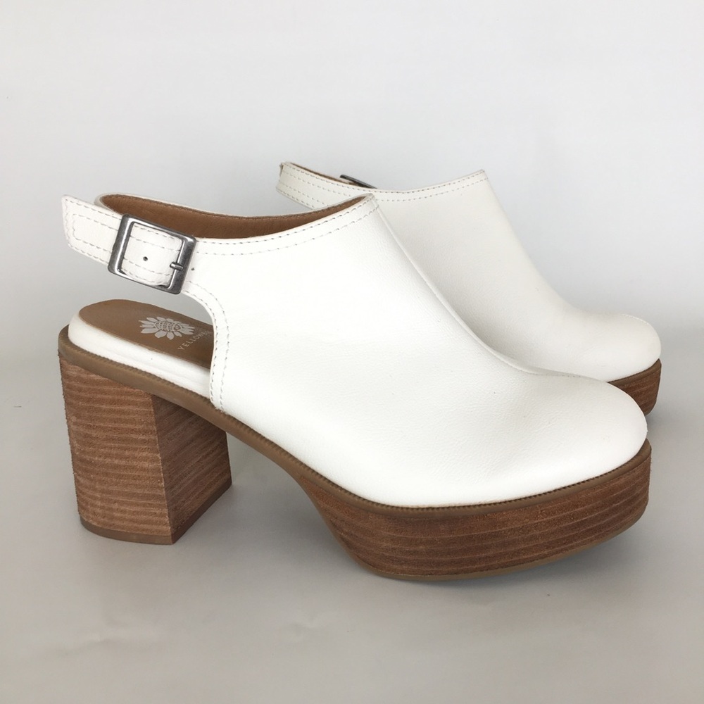Chunky Slingback Mules Clogs White Platform Heel by Yellow Box Women’s Size 9